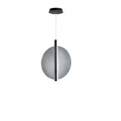 BLACK METAL-SMOKY TEXTURED GLASS LED PENDANT Ø45cm MADE IN ITALY 