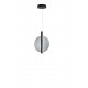BLACK METAL-SMOKY TEXTURED GLASS LED PENDANT Ø30cm MADE IN ITALY
