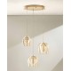 3-LIGHT GOLD SUSPENDED LED RING FIXTURE WITH AMBER GLASS Ø35cm ITALY