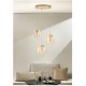 3-LIGHT GOLD SUSPENDED LED RING FIXTURE WITH AMBER GLASS Ø35cm ITALY