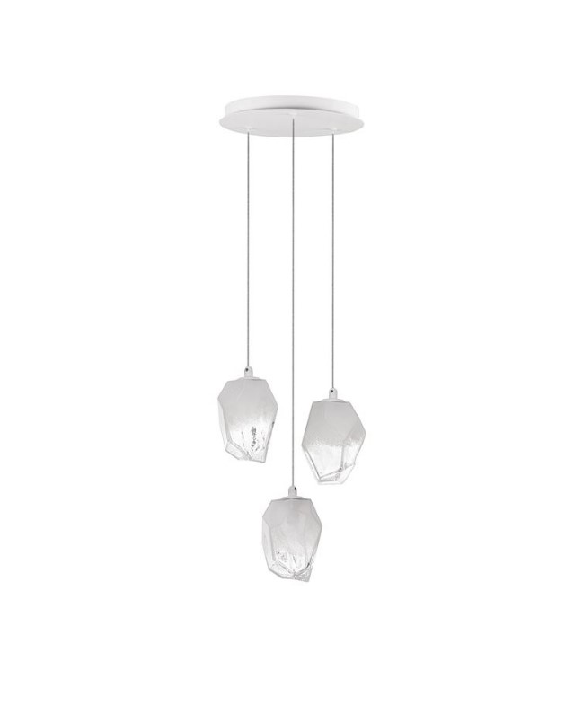 3-LIGHT SUSPENSION FIXTURE, ROSETTE-GLASS