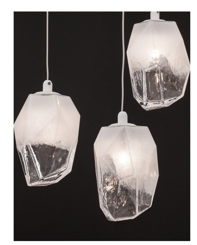 5-LIGHT SUSPENSION FIXTURE, ROSETTE-GLASS