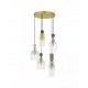 5-LIGHT FIXTURE MULTICOLOR GLASS-SANDY GOLD METAL D:40cm