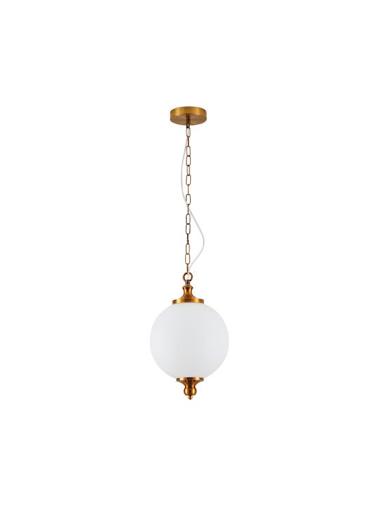 ELEGANT OPAL GLASS AND ANTIQUE BRASS PENDANT