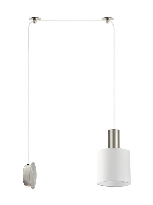 SCONCE PENDANT SYSTEM  3M WHITE FABRIC MATTE NICKEL DETAIL