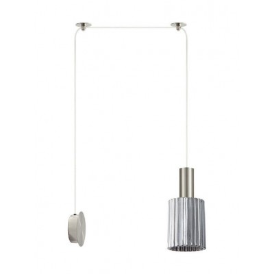 RIBBED CHROME GLASS SCONCE PENDANT SYSTEM 3m MATTE NICKEL DETAIL