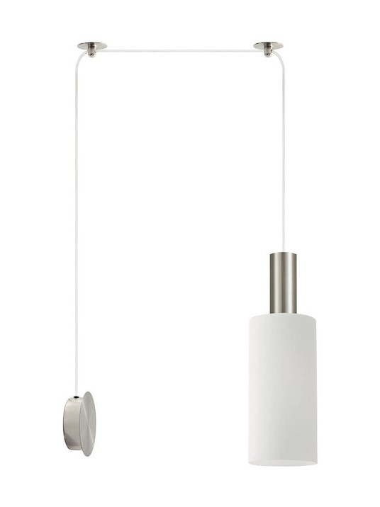 SCONCE PENDANT SYSTEM 3m WHITE GLASS-MATTE NICKEL SHADE HOLDER