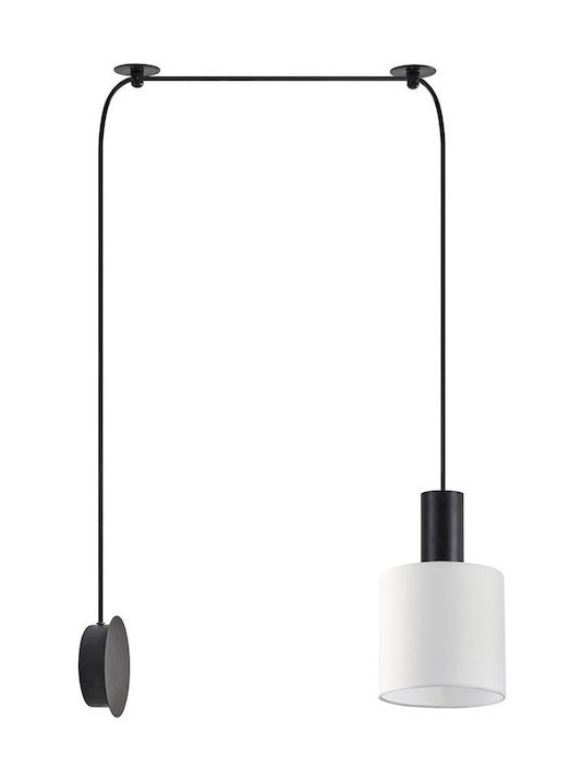 SCONCE PENDANT SYSTEM 3m  WHITE FABRIC MATTE BLACK DETAIL