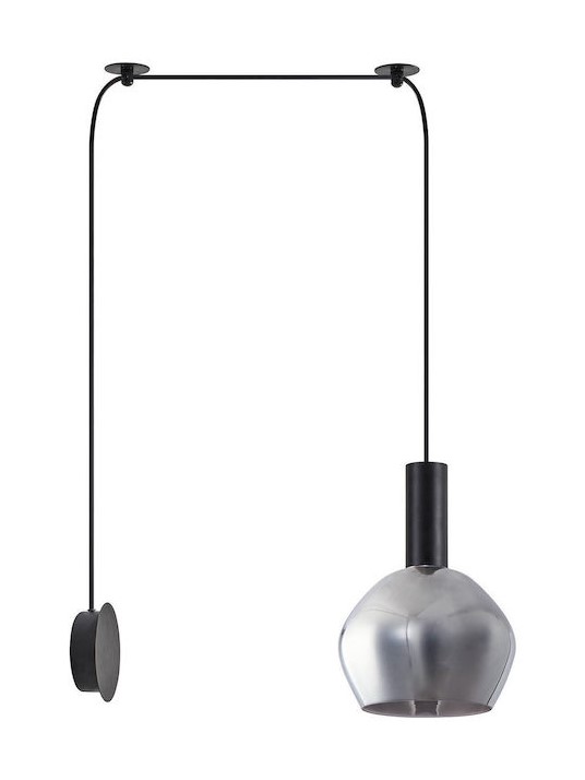 CHROME GLASS SCONCE PENDANT  SYSTEM 3m MATTE BLACK DETAIL