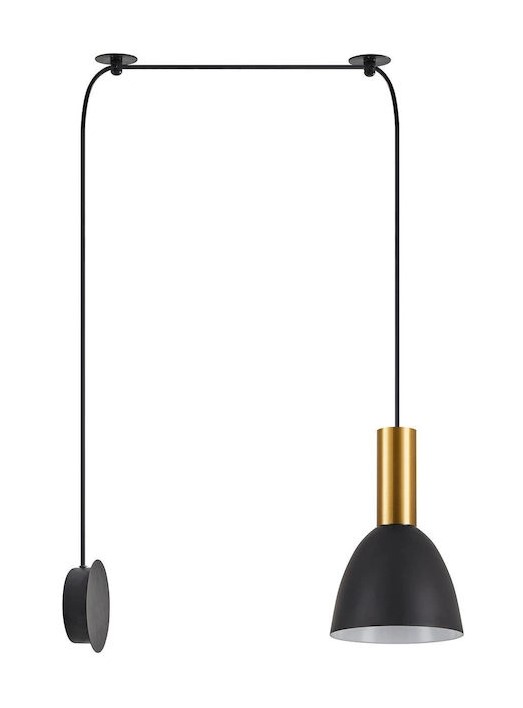 SCONCE PENDANT SYSTEM 3m  GOLD-MATTE BLACK METAL DOME SHADE