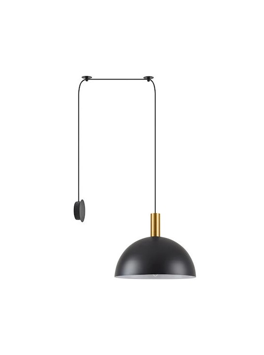 MATTE BLACK METAL DOME D:40cm GOLD DETAIL