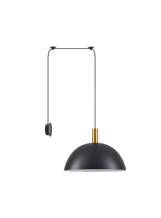 MATTE BLACK METAL DOME D:50cm GOLD DETAIL