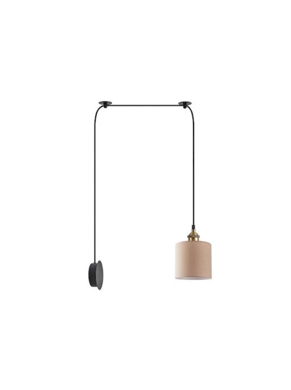 SCONCE-PENDANT SYSTEM 3m BRONZE-MATTE BLACK AND BROWN FABRIC SHADE