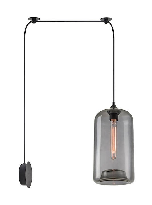 SMOKED GLASS SCONCE PENDANT SYSTEM 3m MATTE BLACK DETAIL