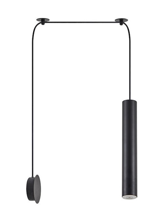 BLACK TUBE SCONCE PENDANT 3m