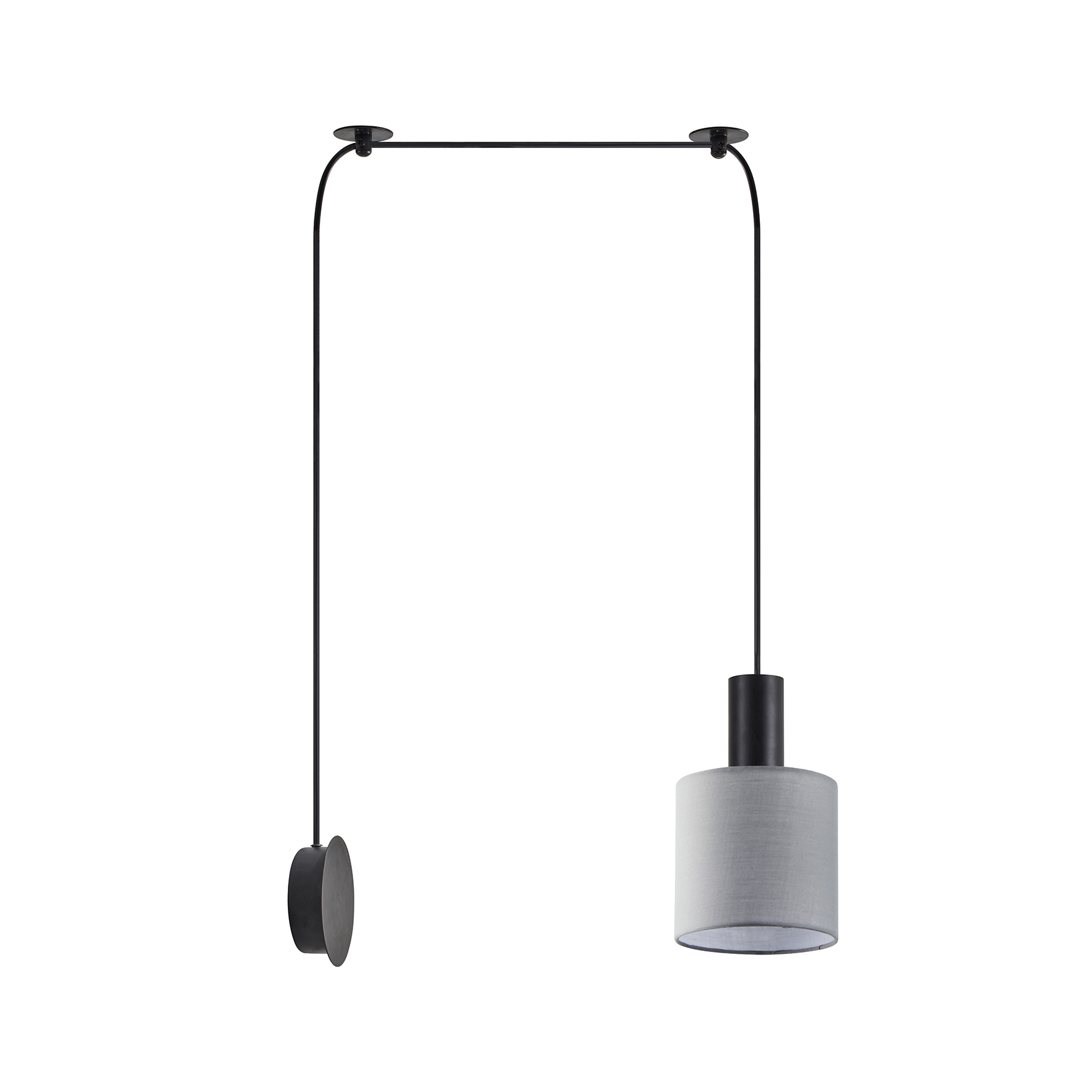 SCONCE PENDANT SYSTEM 3m GREY FABRIC MATTE BLACK DETAIL