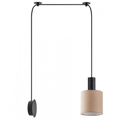 SCONCE PENDANT SYSTEM 3m  BROWN FABRIC MATTE BLACK DETAIL