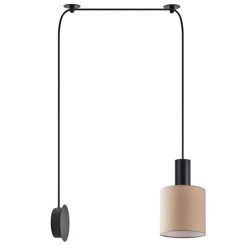 SCONCE PENDANT SYSTEM 3m  BROWN FABRIC MATTE BLACK DETAIL