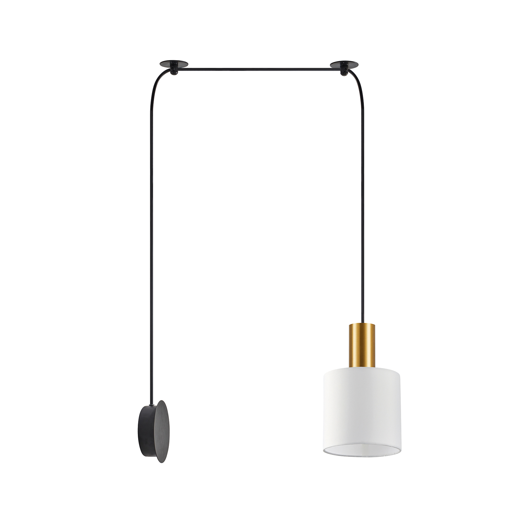 SCONCE PENDANT SYSTEM 3m WHITE FABRIC GOLD DETAIL