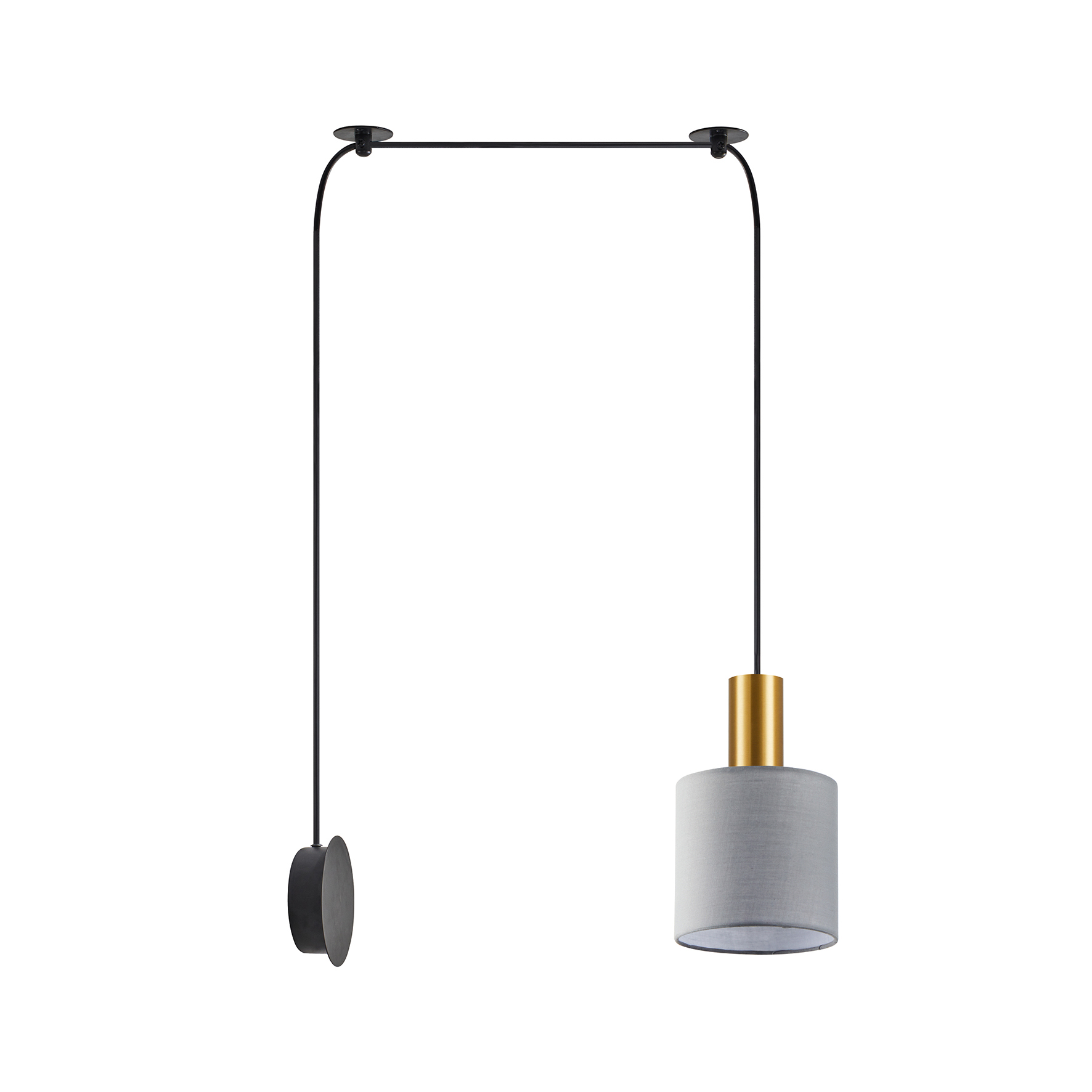 SCONCE PENDANT SYSTEM 3m GREY FABRIC GOLD DETAIL
