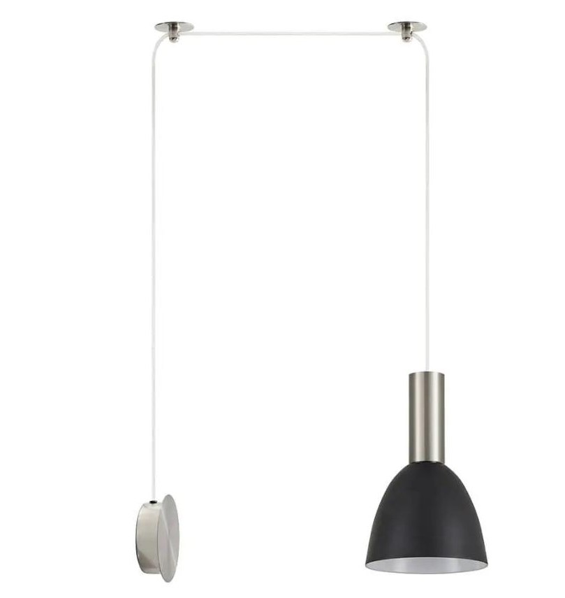 SCONCE PENDANT SYSTEM 3m MATTE NICKEL-MATTE BLACK METAL DOME