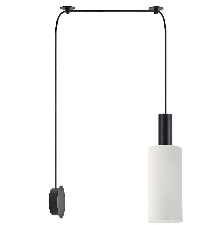 SCONCE PENDANT SYSTEM 3m WHITE GLASS-MATTE BLACK DETAIL