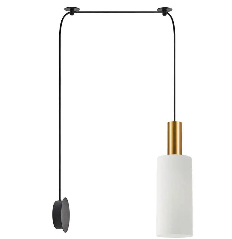 SCONCE PENDANT SYSTEM 3m WHITE GLASS-GOLD DETAIL