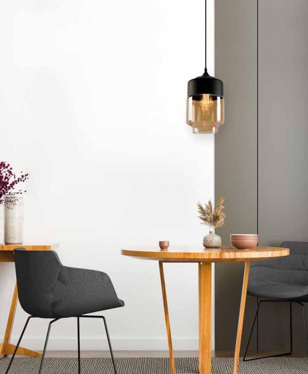 SCONCE PENDANT SYSTEM 3m MATTE BLACK METTAL AMBER GLASS