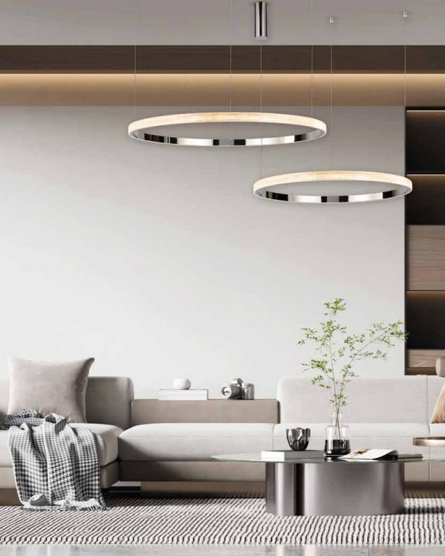 SUSPENDED LED RING CHROME-DIAMOND ACRYLIC D:60cm