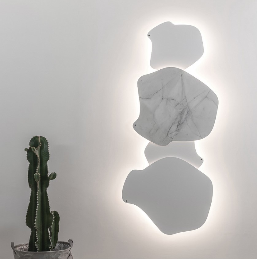 BACK-LIGHTED WALL FIXTURE MADE OF MARBLE 70x64cm HANDMADE IN ITALY