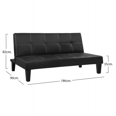 ΚΑΝΑΠΕΣ ΚΡΕΒΑΤΙ 3Θ FB93002.02 ΜΑΥΡΟΣ PU ΜΕ ΓΑΖΙΑ 186x90x82