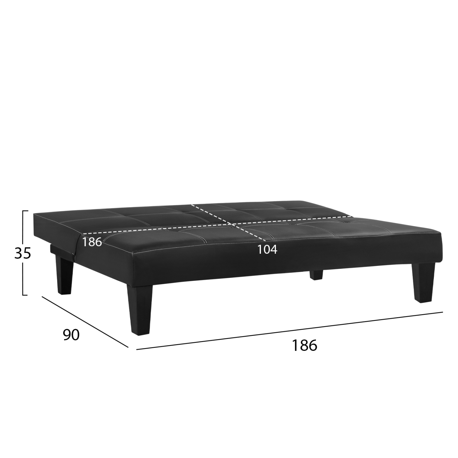 ΚΑΝΑΠΕΣ ΚΡΕΒΑΤΙ 3Θ FB93002.02 ΜΑΥΡΟΣ PU ΜΕ ΓΑΖΙΑ 186x90x82