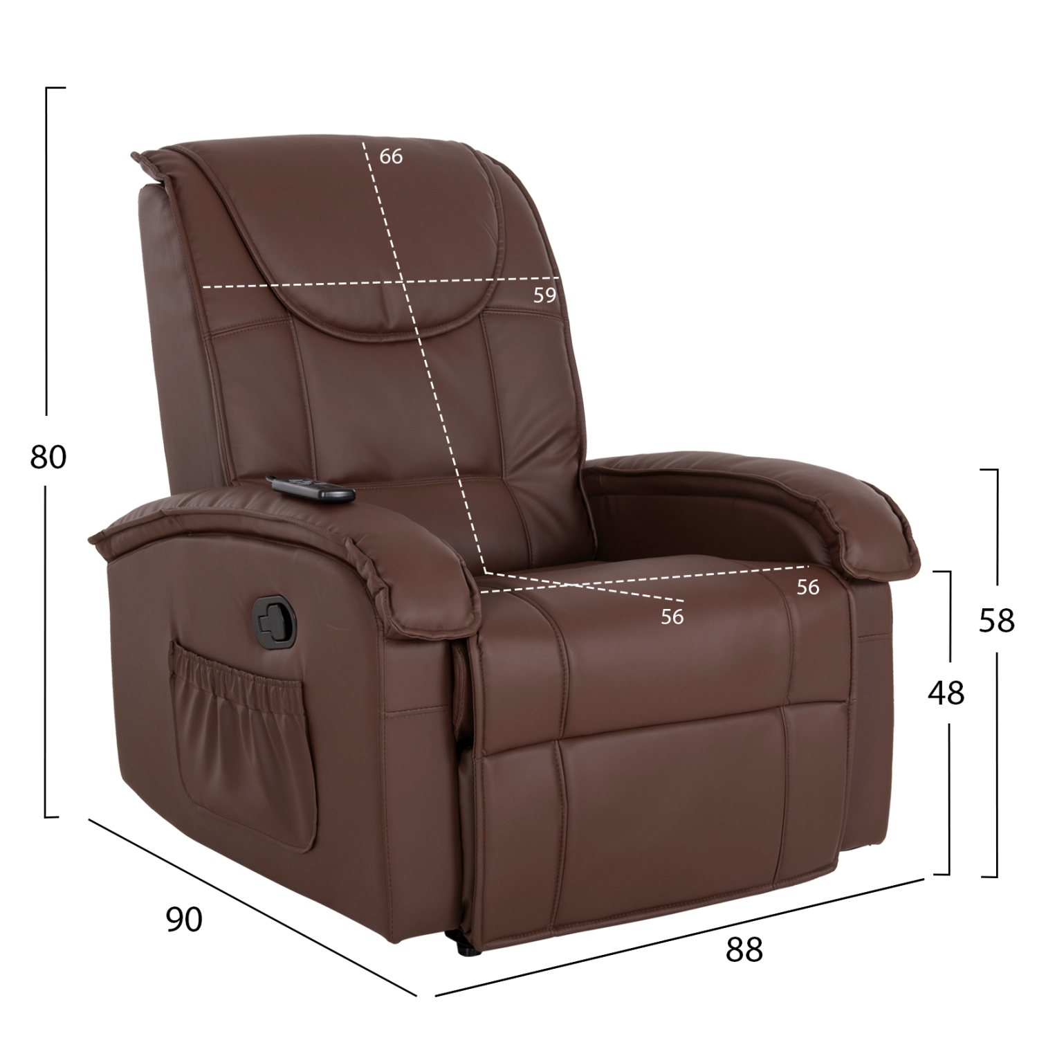 ΠΟΛΥΘΡΟΝΑ ΜΕ ΜΗΧΑΝΙΣΜΟ MASSAGE FB90026.03 PU ΚΑΦΕ ΣΚΟΥΡΟ 80x96x97 εκ.