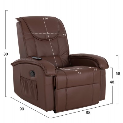 ΠΟΛΥΘΡΟΝΑ ΜΕ ΜΗΧΑΝΙΣΜΟ MASSAGE FB90026.03 PU ΚΑΦΕ ΣΚΟΥΡΟ 80x96x97 εκ.