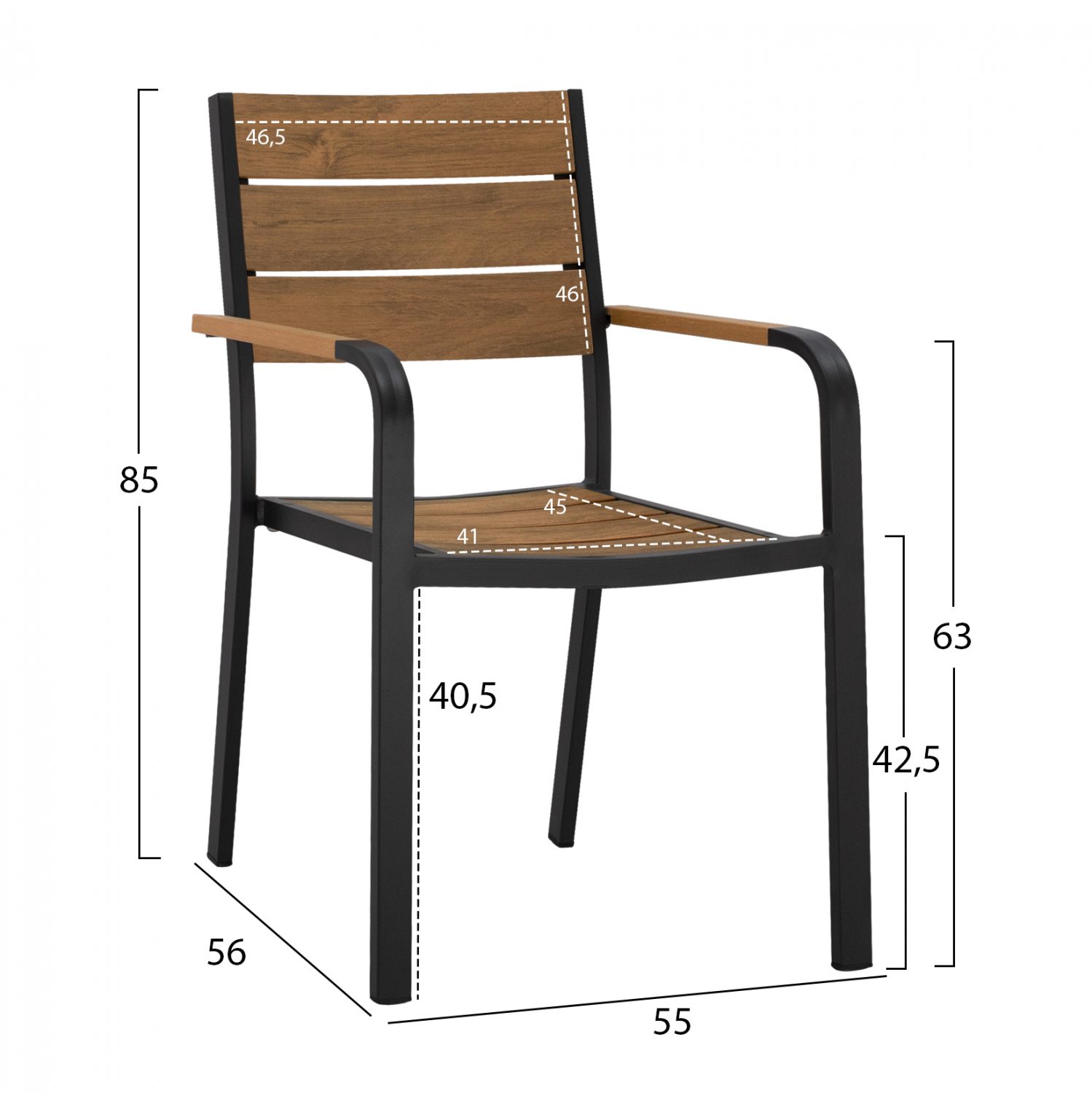 ΠΟΛΥΘΡΟΝΑ ΑΛΟΥΜΙΝΙΟΥ ΑΝΘΡΑΚΙ ΜΕ POLYWOOD FB95127.02 55x56x85Υεκ.