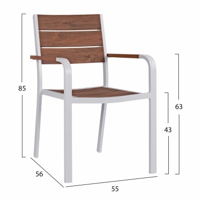 ΠΟΛΥΘΡΟΝΑ ΑΛΟΥΜΙΝΙΟΥ ΛΕΥΚΗ ΜΕ POLYWOOD FB95127.01 55x56x85Υ εκ.
