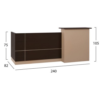 ΓΡΑΦΕΙΟ ΥΠΟΔΟΧΗΣ FB92068.01 ΜΕΛΑΜΙΝΗ ΣΕ WENGE-ΜΠΕΖ 240x80x106Υεκ.