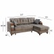 ΓΩΝΙΑΚΟΣ ΚΑΝΑΠΕΣ ΚΡΕΒΑΤΙ ΚΑΦΕ ΓΚΡΙ FB93095 227x155x80 εκ.