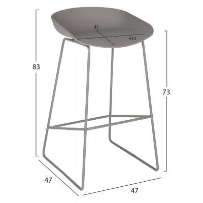 ΣΚΑΜΠΟ ΜΕΤΑΛΛΙΚΟ FB98450.10 ΜΕ ΚΑΘΙΣΜΑ PP ΓΚΡΙ 47x47x83 εκ.