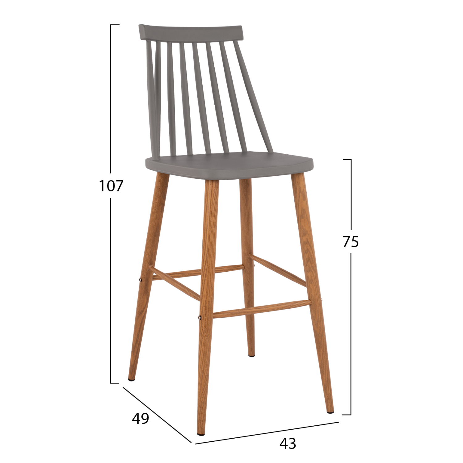 ΣΚΑΜΠΟ ΜΠΑΡ FB98459.10 ΣΕ ΓΚΡΙ ΧΡΩΜΑ 43x49x107 εκ.