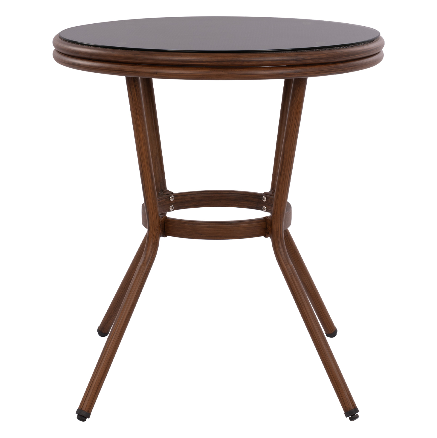 ΤΡΑΠΕΖΙ ΑΛΟΥΜΙΝΙΟΥ Φ70x76 εκ. BAMBOO FB95532.03 ΚΑΦΕ ΜΕ ΓΥΑΛΙ