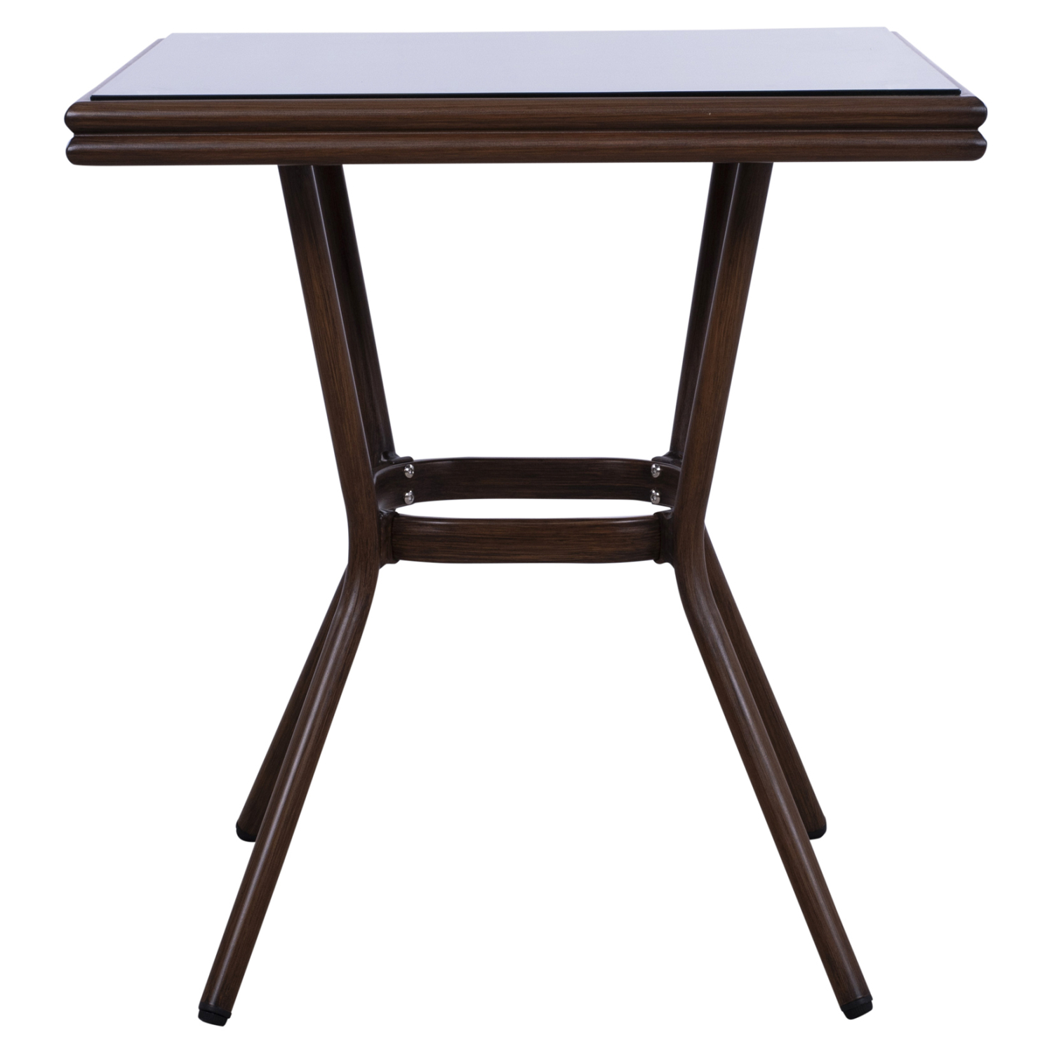 ΤΡΑΠΕΖΙ ΑΛΟΥΜΙΝΙΟΥ 70X70X76Υ ΜΕ ΟΨΗ BAMBOO FB95568.03 ΚΑΦΕ ΜΕ ΓΥΑΛΙ
