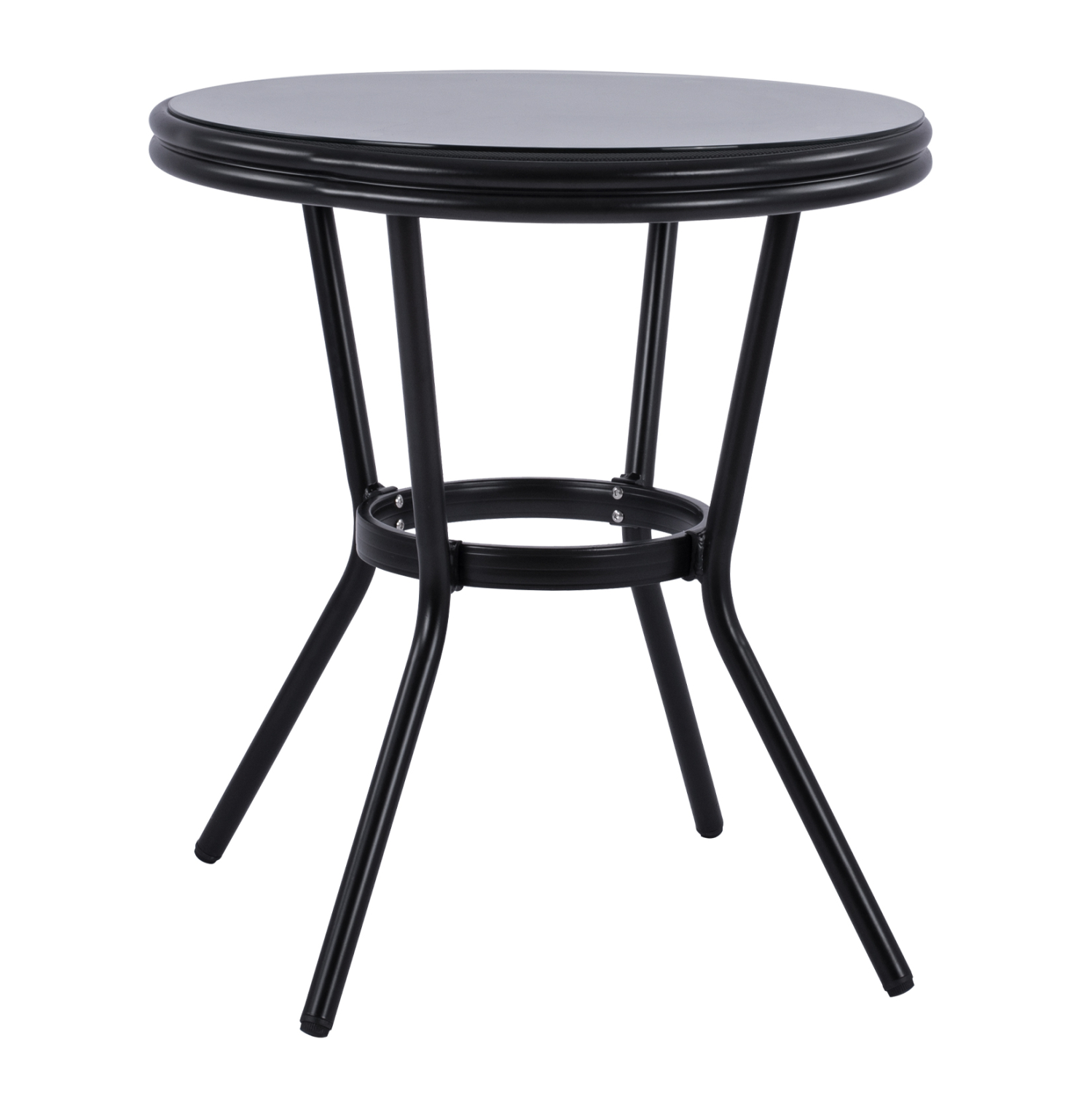 ΤΡΑΠΕΖΙ ΑΛΟΥΜΙΝΙΟΥ Φ70 BAMBOO FB95532.02 ΜΑΥΡΟ ΜΕ ΓΥΑΛΙ Φ70X76 εκ