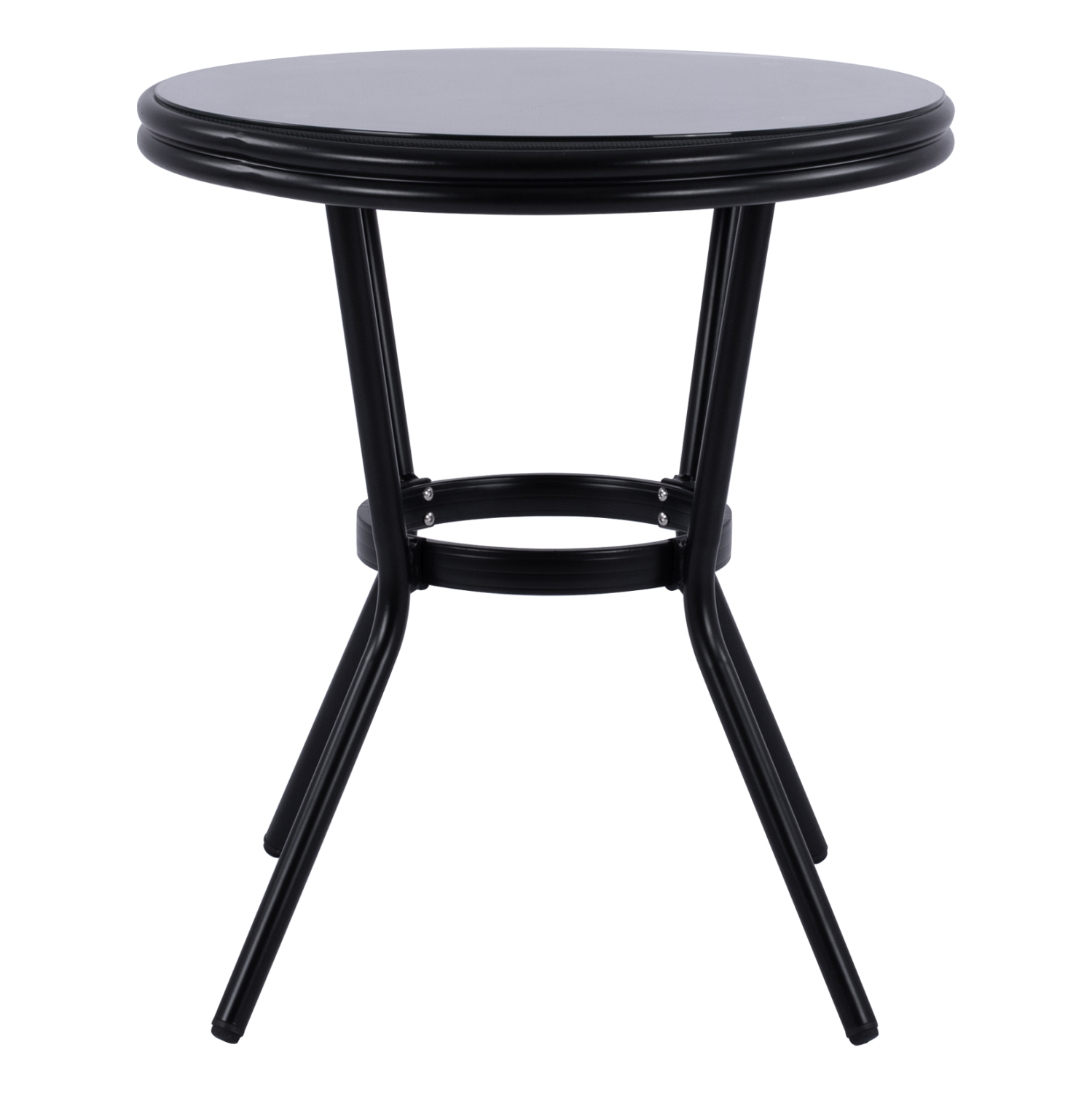 ΤΡΑΠΕΖΙ ΑΛΟΥΜΙΝΙΟΥ Φ70 BAMBOO FB95532.02 ΜΑΥΡΟ ΜΕ ΓΥΑΛΙ Φ70X76 εκ