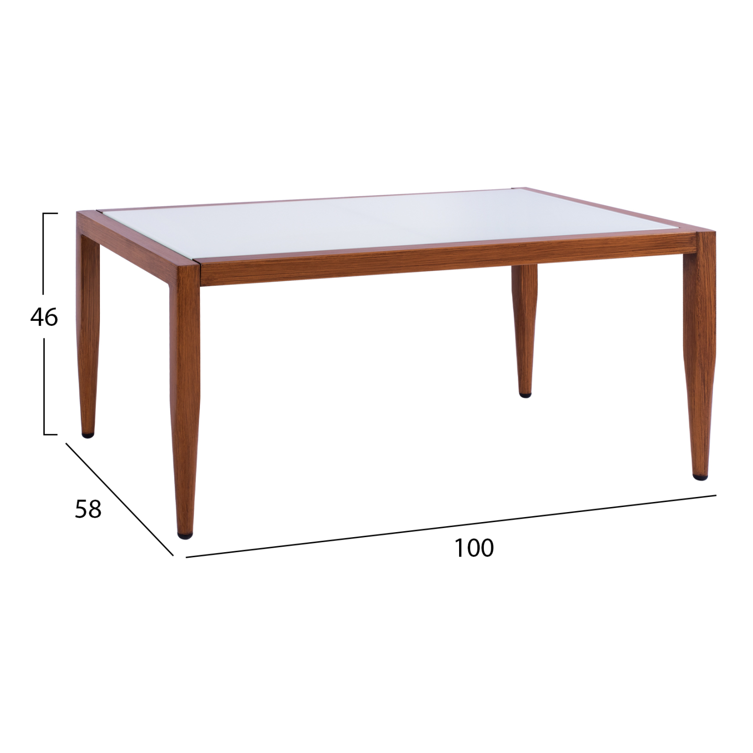ΤΡΑΠΕΖΙ MEIR ΣΑΛΟΝΙΟΥ ΑΛΟΥΜΙΝΙΟΥ BAMBOO LOOK ΜΕ ΓΥΑΛΙ 100Χ58Χ46 FB95551.01
