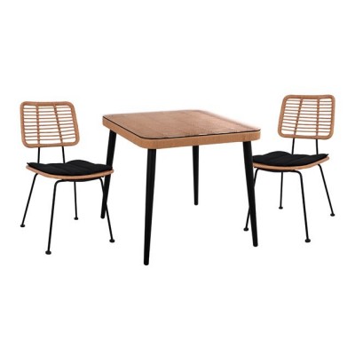 ΣΕΤ 3ΤΜΧ WICKER ΜΕ ΤΡΑΠΕΖΙ 80X80Χ78Υ ΜΠΕΖ & ΜΑΥΡΟ ΧΡΩΜΑ FB910485
