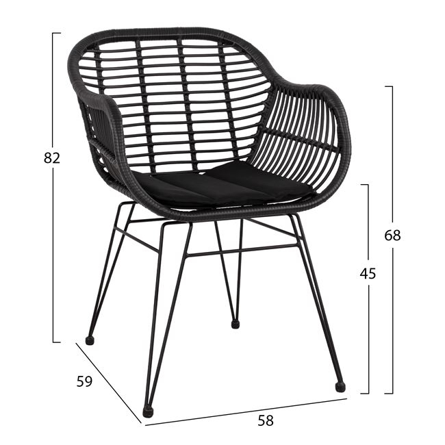 ΣΕΤ 5ΤΜΧ WICKER ΜΕ ΤΡΑΠΕΖΙ 140X80Χ78Υ ΜΠΕΖ & ΜΑΥΡΟ ΧΡΩΜΑ FB910508