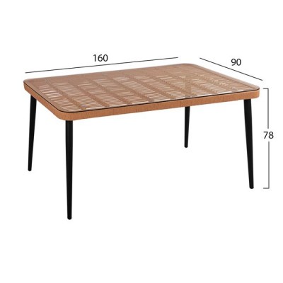 ΣΕΤ 7ΤΜΧ WICKER ΜΕ ΤΡΑΠΕΖΙ 160X90X78Υ ΜΠΕΖ & ΜΑΥΡΟ ΧΡΩΜΑ FB910496