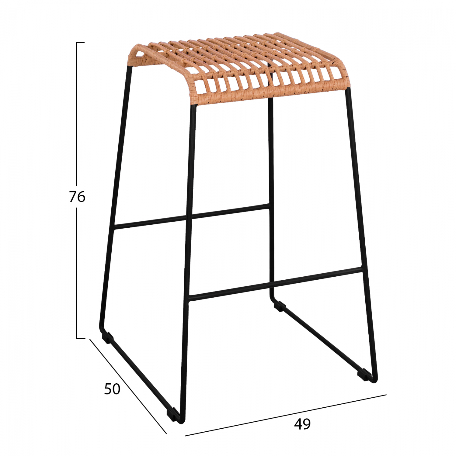 ΣΚΑΜΠΟ ΜΕΤΑΛΛΙΚΟ FB95641 ΜΕ WICKER ΣΕ ΜΠΕΖ ΑΠΟΧΡΩΣΗ 49x50x76 εκ.