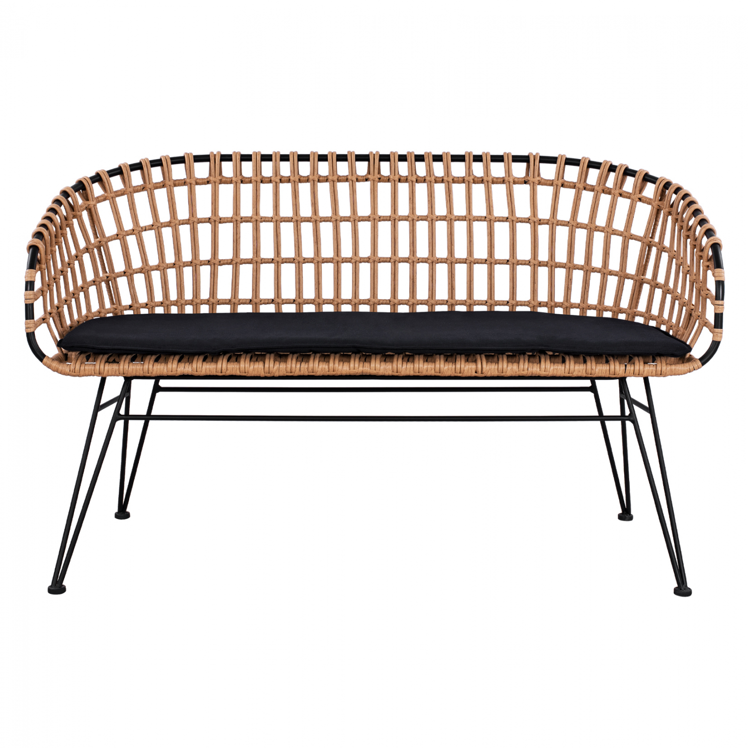 ΠΑΓΚΑΚΙ ΜΕΤΑΛΛΙΚΟ FB95692 ΜΕ WICKER ΜΑΥΡΟ ΜΠΕΖ 124x57x77Υ εκ.